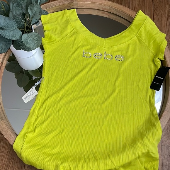 bebe Tops - NWT Bebe Double V-neck Logo Tee